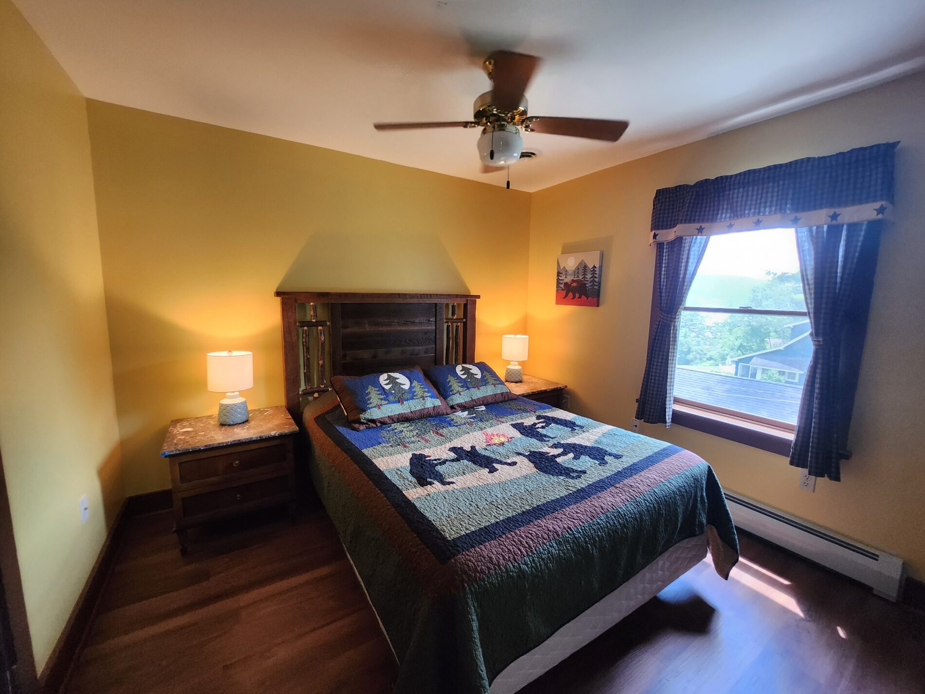 bedroom with neatly made bed