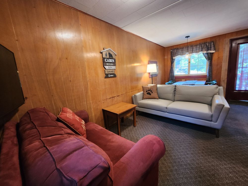 two couches in cabin